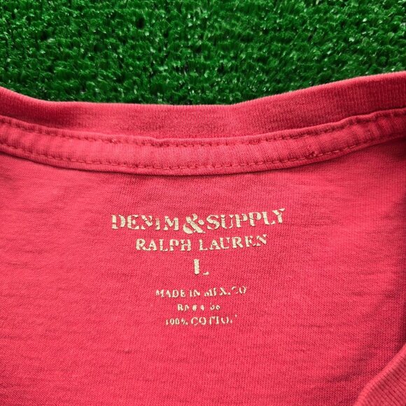 Ralph Lauren Denim & Supply Tshirt Mens Large Red Graphic Print America Logo - Picture 8 of 11